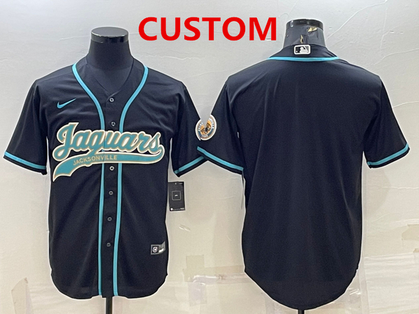 Men%27s Jacksonville Jaguars Custom Black With Patch Cool Base Stitched Baseball Jersey->customized nfl jersey->Custom Jersey